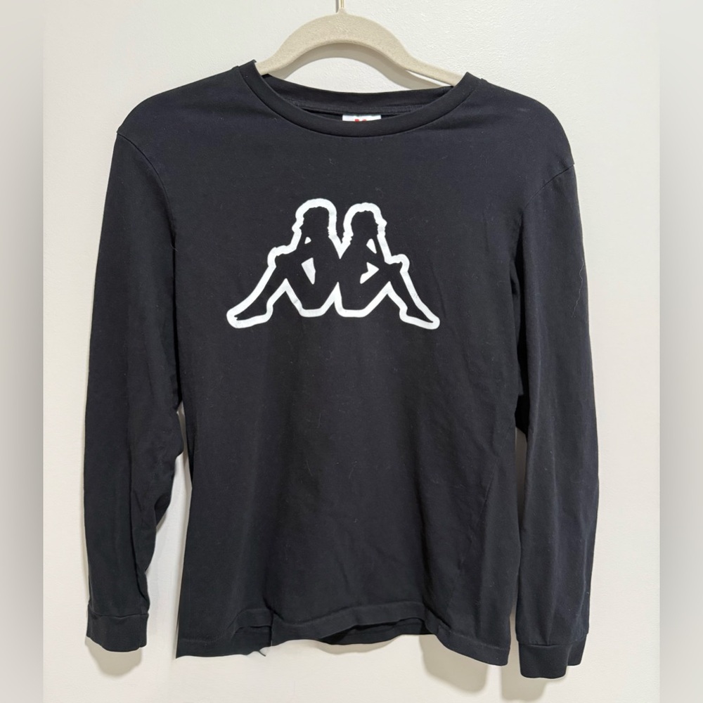 Kappa Black Long Sleeve Tee With White Kappa Logo. Great condition!